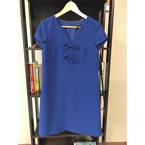 J Crew blue scoop neck dress with bows